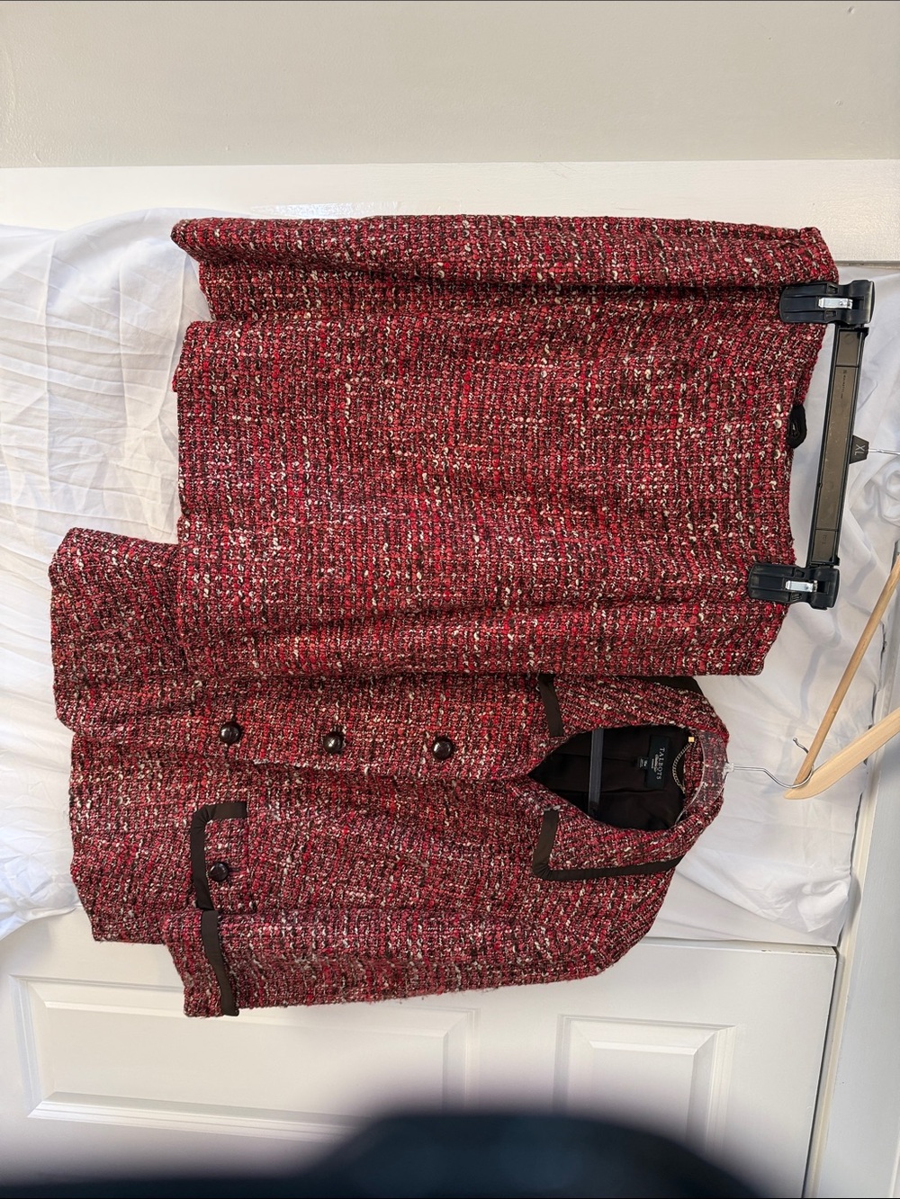 Talbots Red Tweed Jacket with Dark Trim